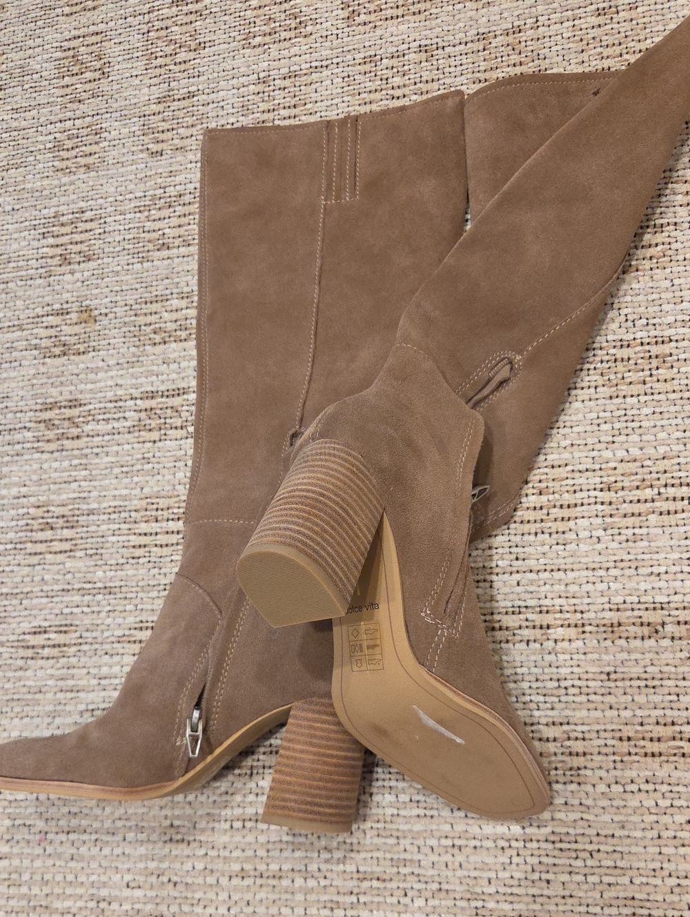 Dolce Vita Fynn Knee-High Boots in Truffle Suede. New.